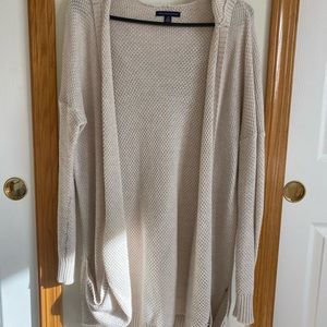 American Eagle Long Cream Cardigan, hood & pockets